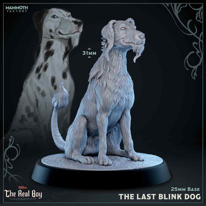 The Last Blink Dog miniature, inspired by Pongo from 101 Dalmatians, sitting gracefully with detailed fur and a loyal expression.