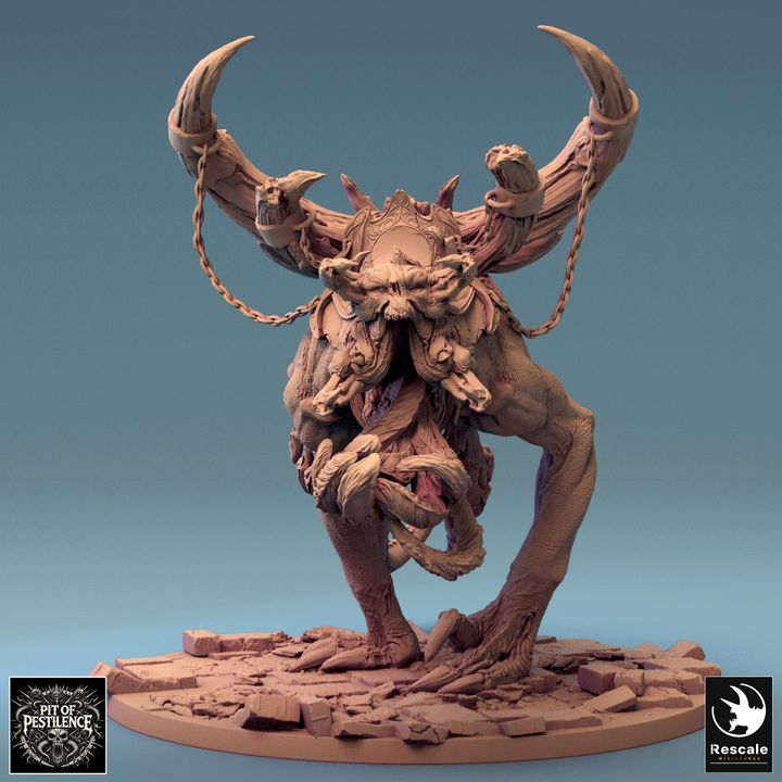 Vorathe saddle version in a fierce, screaming pose, emphasizing the creature's twisted anatomy, muscular detail, and terrifying saddle, suited for intense tabletop RPG adventures.