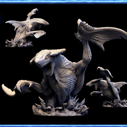 Atlas Shredder miniature showcasing its wide maw, standing on rocky terrain.