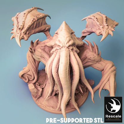 A detailed 3D miniature of Cthulhu, featuring tentacles, wings, and a monstrous form. This figure is ideal for use in tabletop RPGs like Dungeons & Dragons, Call of Cthulhu, and Pathfinder, capturing the eldritch horror of the Great Old One.