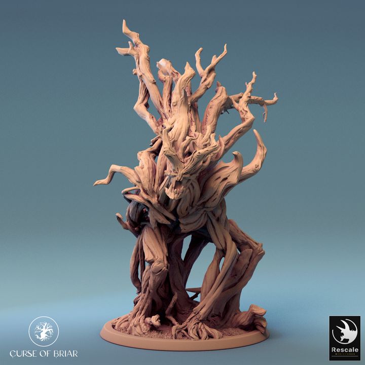 Lignar treant in Honor pose, standing tall with branches reaching upward, giving a dignified and guardian-like presence. Detailed bark textures make it suitable for enchanted woodland RPG encounters.