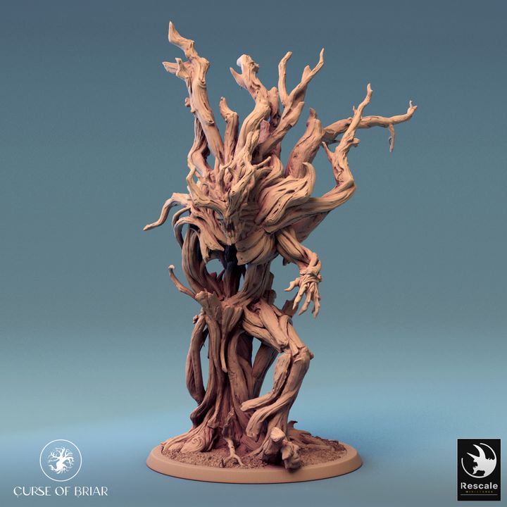 Lignar treant in Walk pose, stepping forward powerfully with branches spread outward. This dynamic pose adds a sense of movement, ideal for high fantasy or adventure TTRPGs.