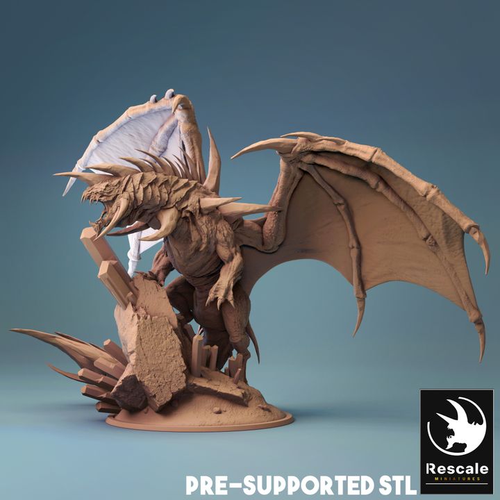 A majestic Elder Crystal Dragon miniature with intricate scales, powerful wings, and a commanding pose, perfect for fantasy tabletop RPGs and collectors.