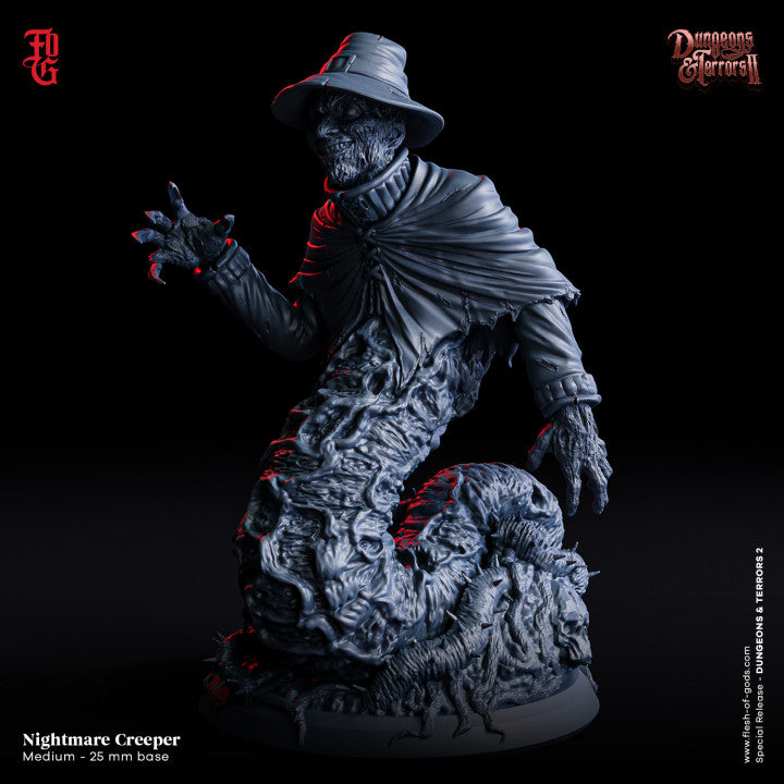 Nightmare Creeper miniature, medium base, showing a disfigured humanoid with a worm-like lower body.