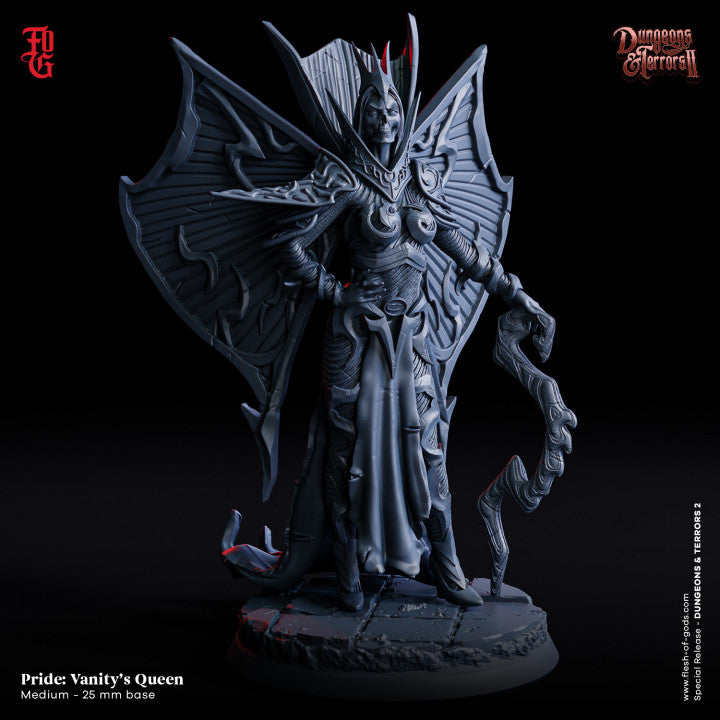 Vanity's Queen miniature with towering wings and intricate armor, representing the sin of pride.