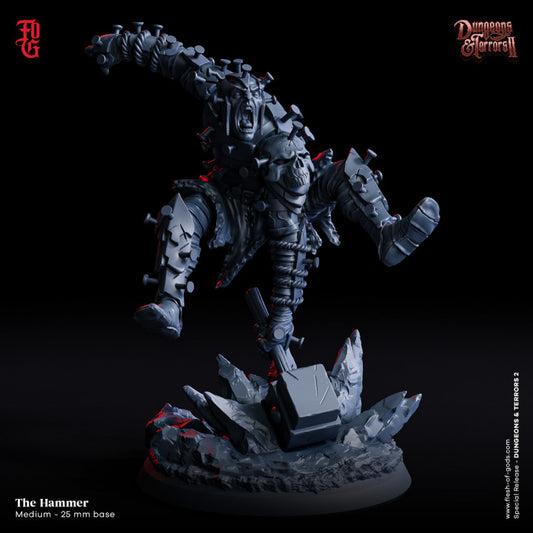 Miniature of Ghost - The Hammer inspired by 13 Ghosts, a spectral figure with nails embedded across his body, leaping with a massive hammer, standing on a shattered base.