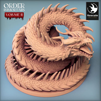 Immortalis Snake miniature with a top view, highlighting its detailed scales and coiled form.