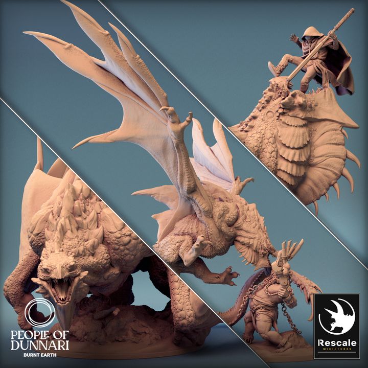 Sand Wyvern pack, showing a group of wyverns in various poses with detailed scales and wings.