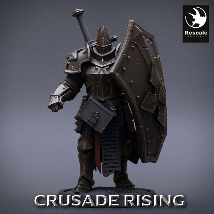 Fully armored templar with a massive sword, standing firmly in a defensive stance.