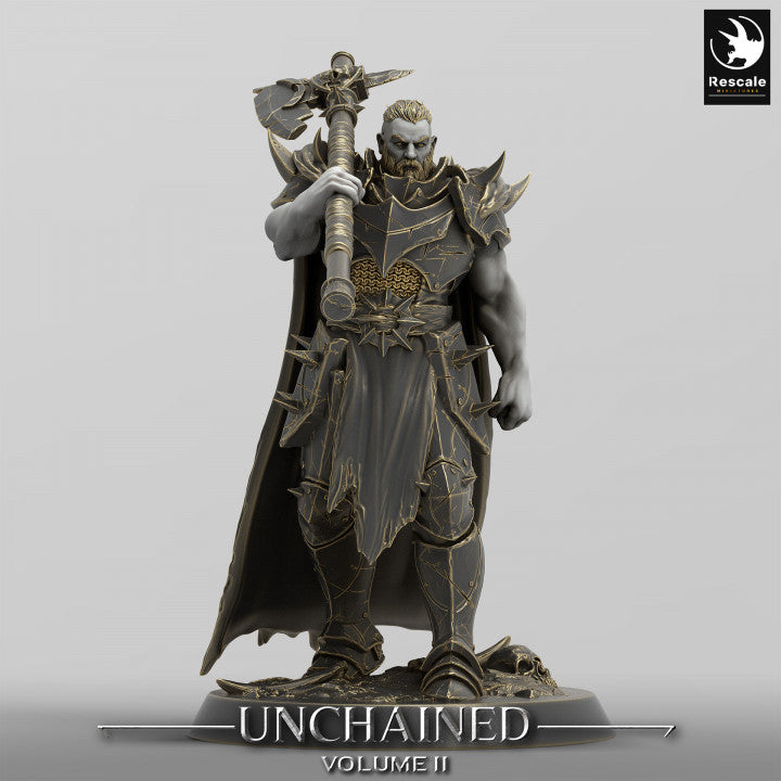 Unchained Raider in walk stance, advancing with an axe in hand, battle-ready.