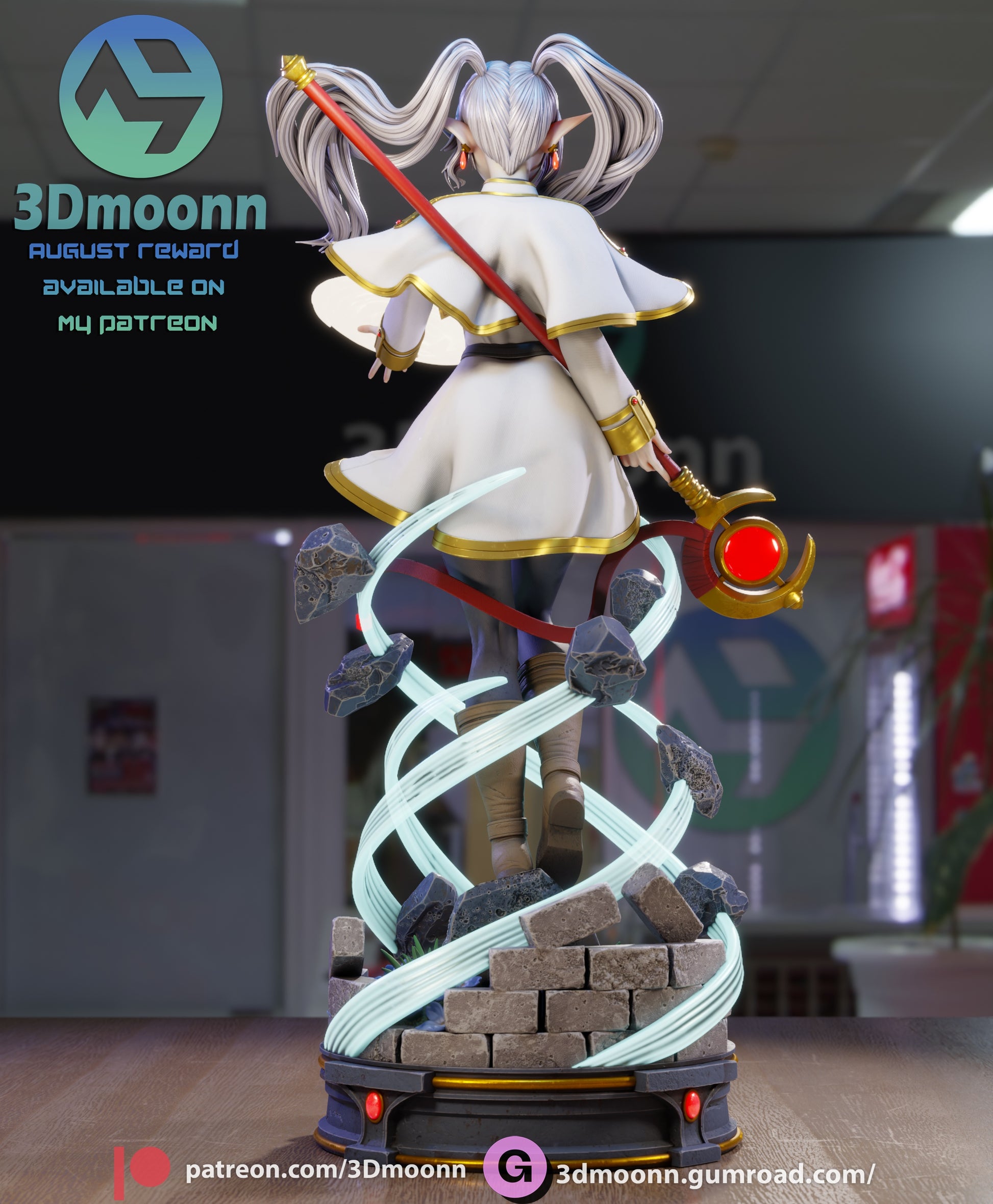 Frieren 1:6 scale figure back view with flowing cloak and hair sculpt - anime collectible figure