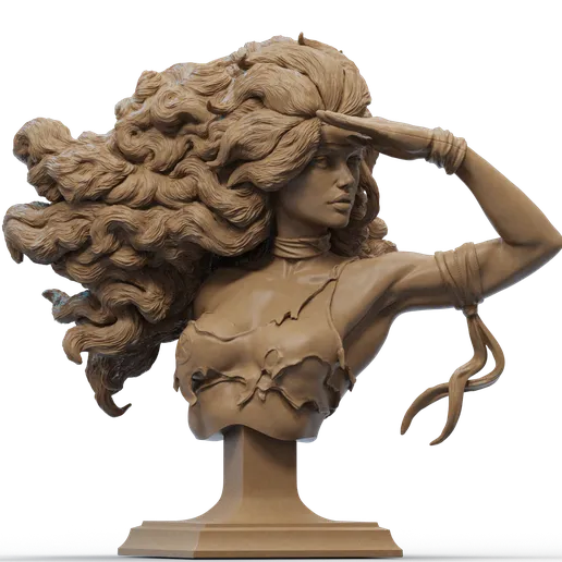 Bust of Rogue Savage, capturing the flowing wild hair and fierce expression from the X-Men's Savage Lands comic series.