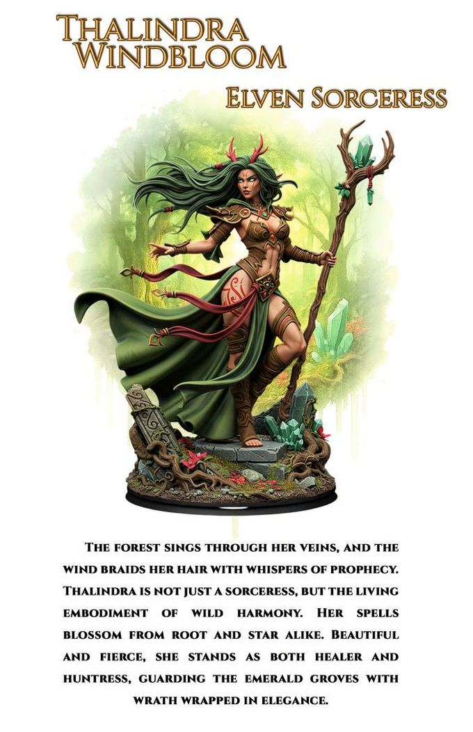 Thalindra Windbloom - Elven Sorceress (SFW/NSFW 18+) - 75mm Scale