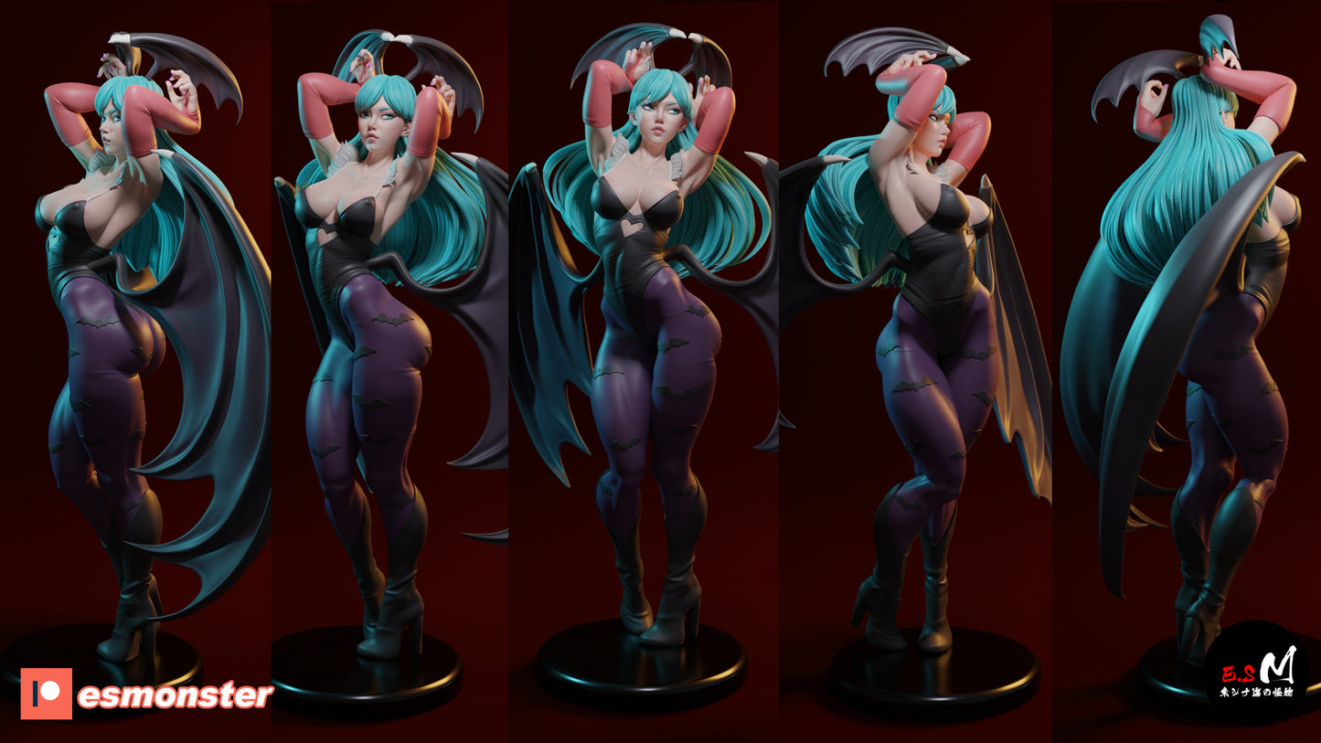 Morrigan Aensland Darkstalkers 1:6 scale figure multi-angle collage showing wings, bodysuit, and dynamic stance.
