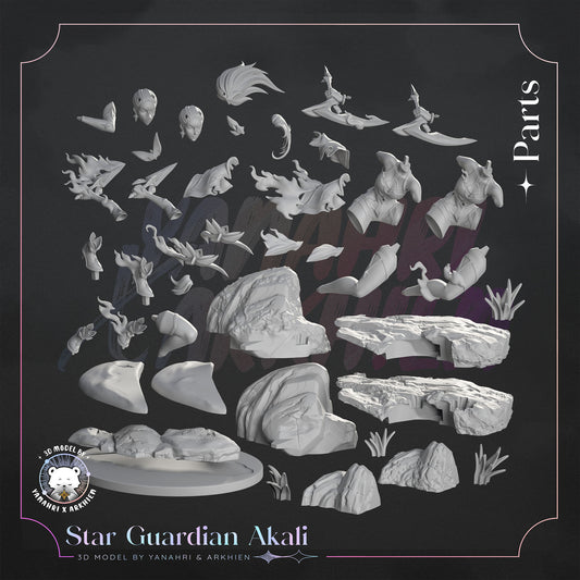 Star Guardian Akali figure parts layout exploded view