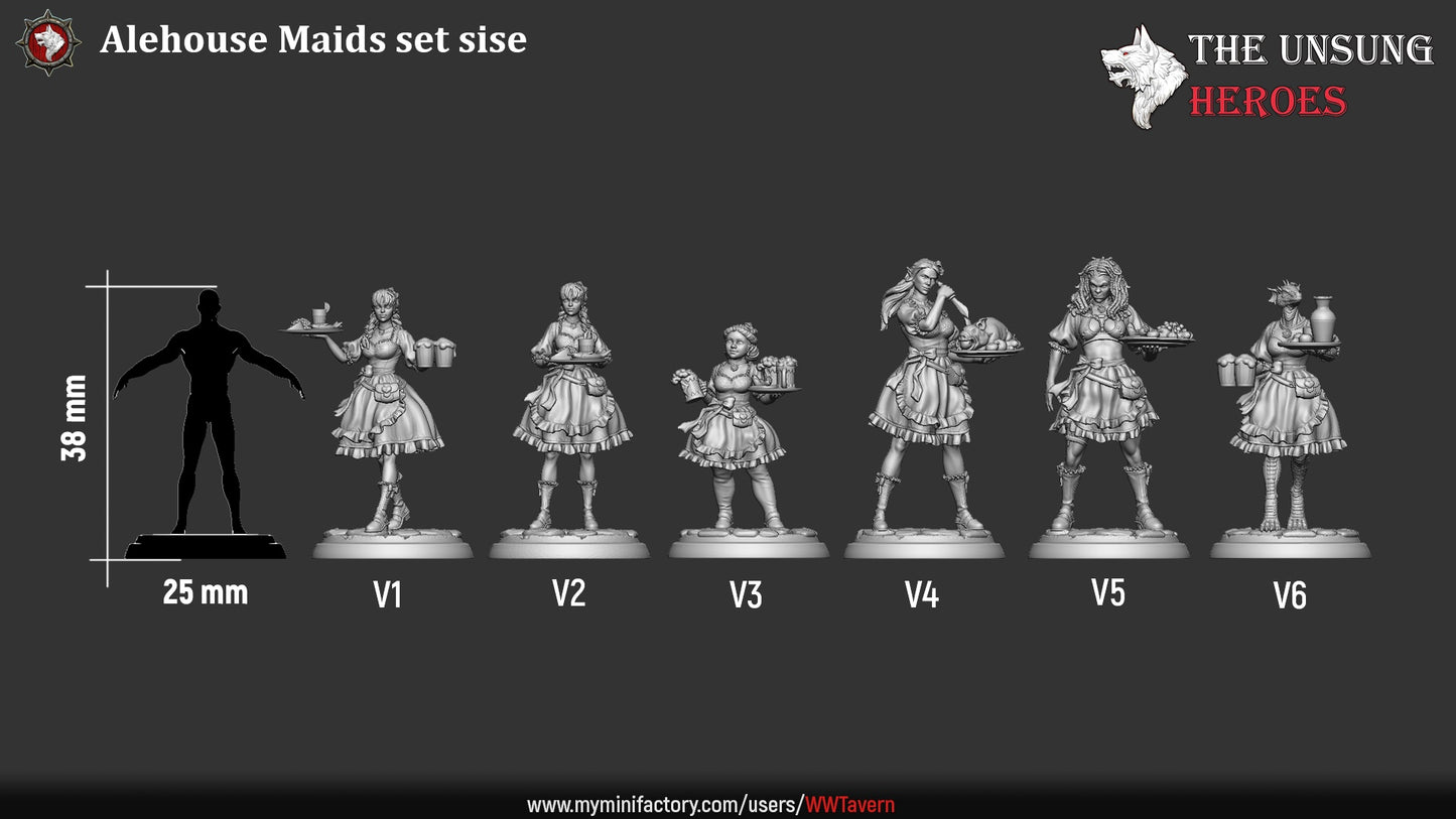 Alehouse Maids Miniature Set – Fantasy Tavern NPCs & Bust