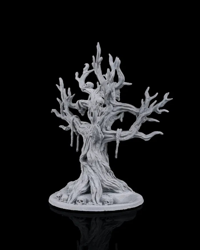 Ancient hanging tree terrain with skulls and rope details for grimdark and cursed forest scenes