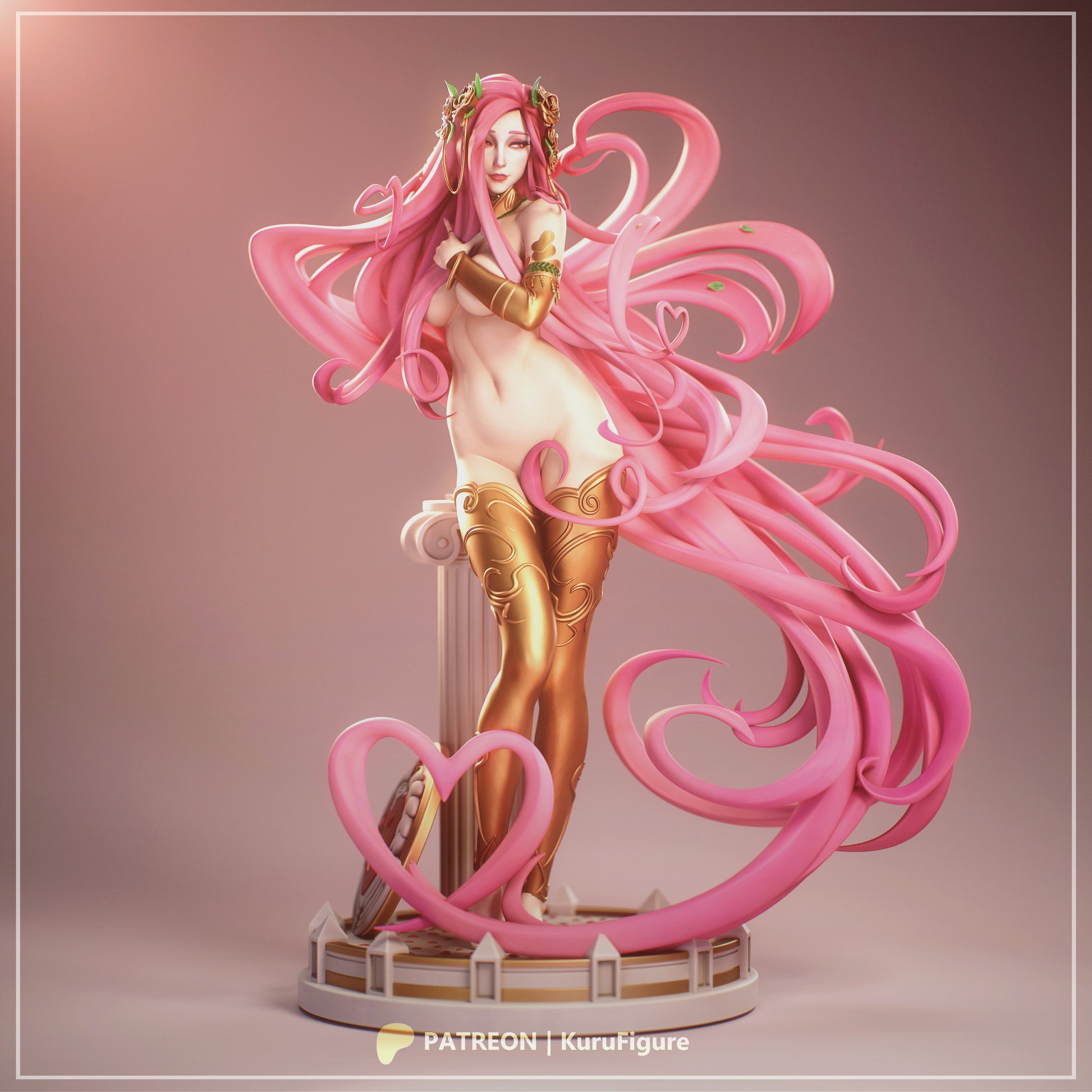 Aphrodite Hades 1:7 scale figure collectible front view standing on Greek pedestal with flowing hair ornament armor and elegant pose