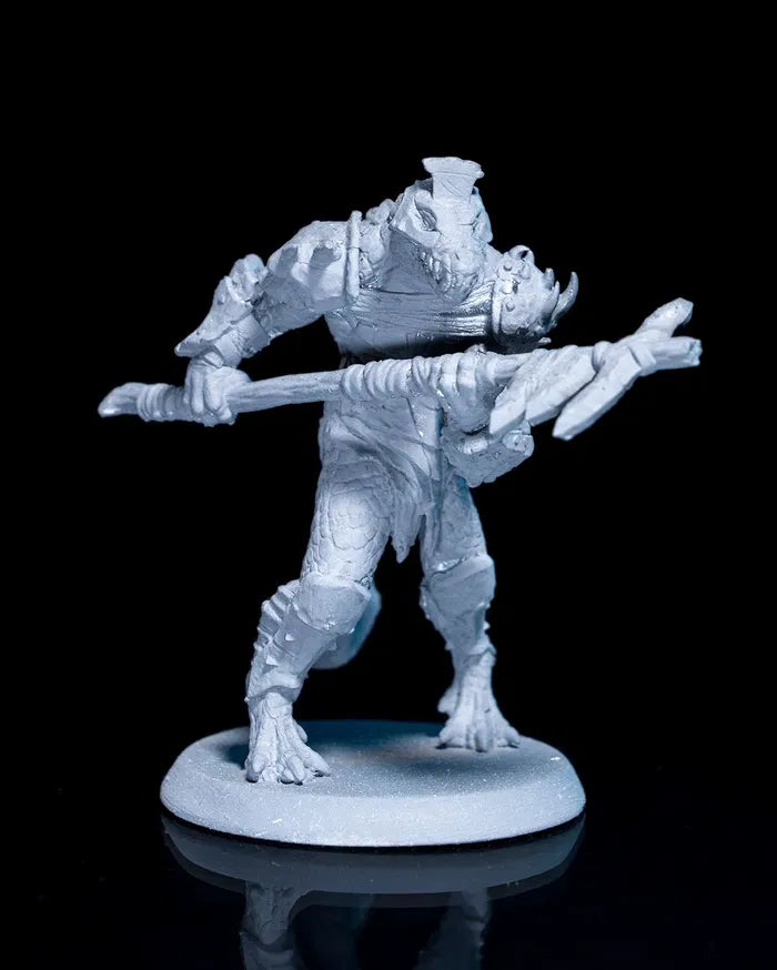 Arak Soldier miniature holding a crude axe, standing in a battle-ready stance.