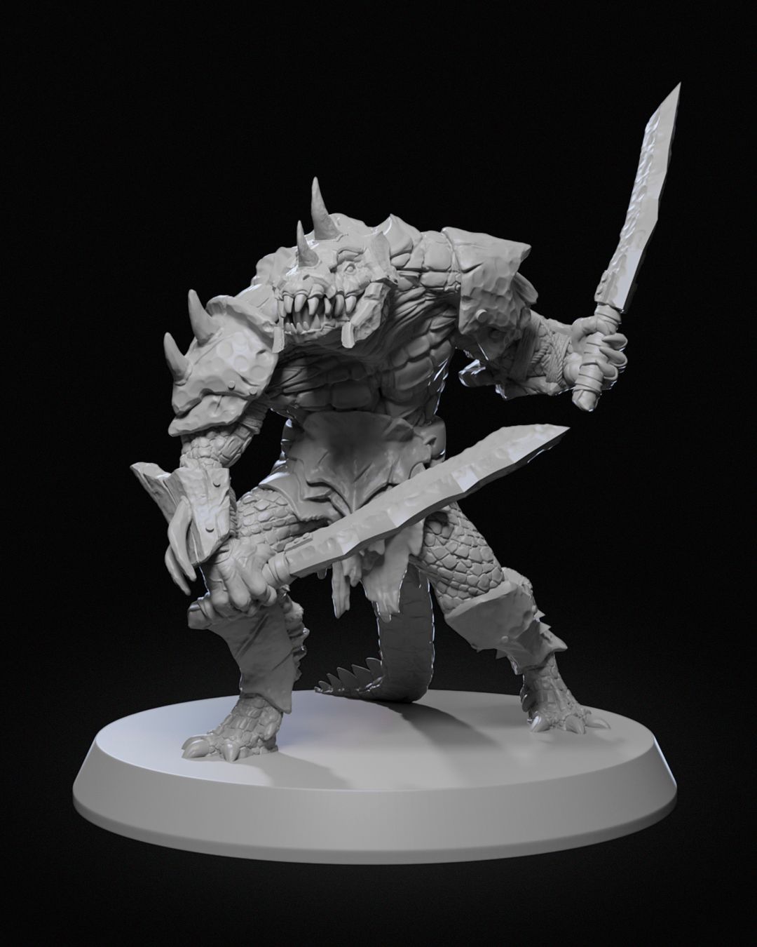 Arak Warrior armed with dual blades, showing a battle-ready stance with fierce armor details.