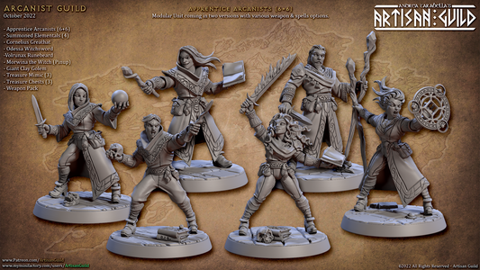 Human male wizard miniature without a hat, casting lightning with one hand and holding a wooden staff in the other.