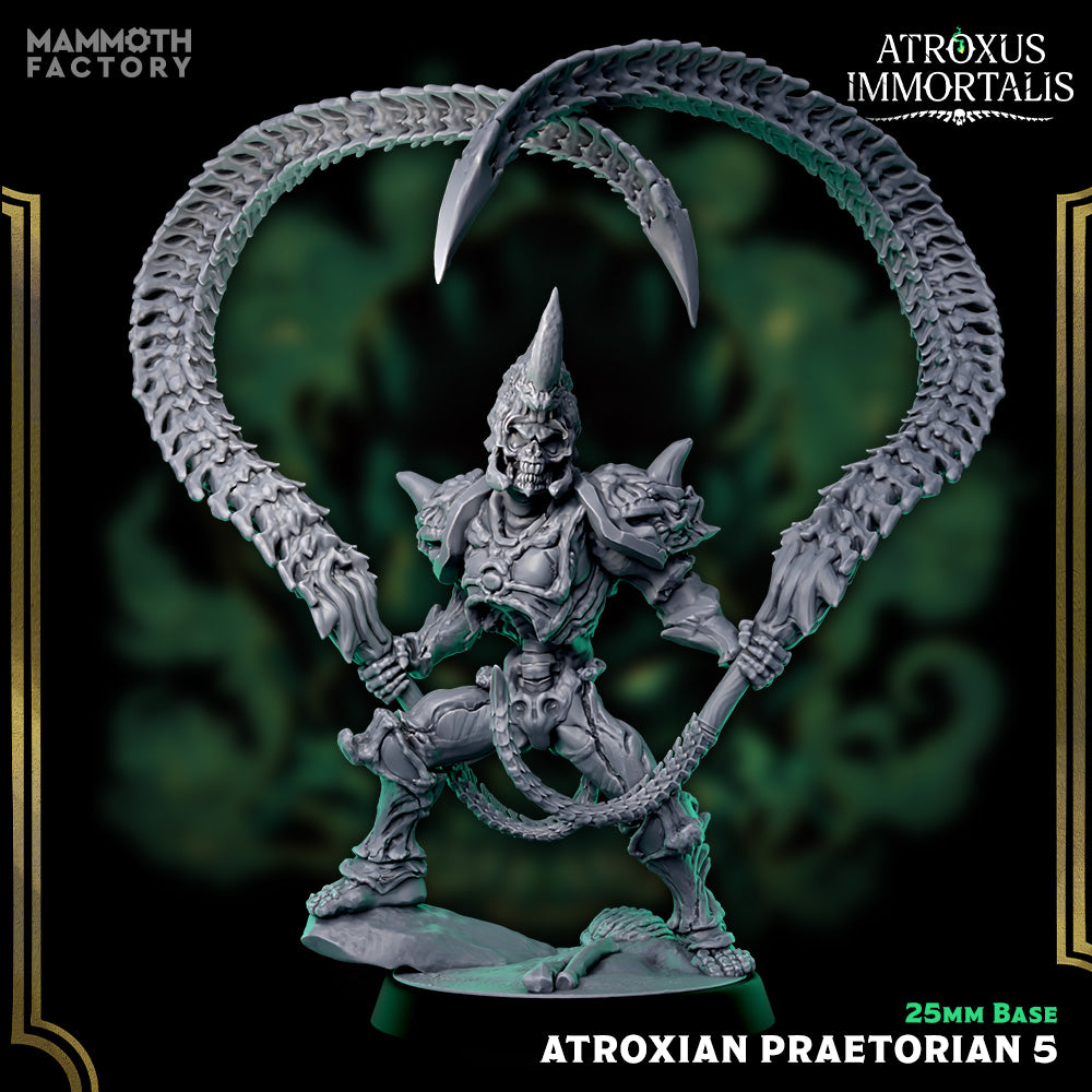 group of undead Atroxian Praetorian miniatures with assorted weapons and armor