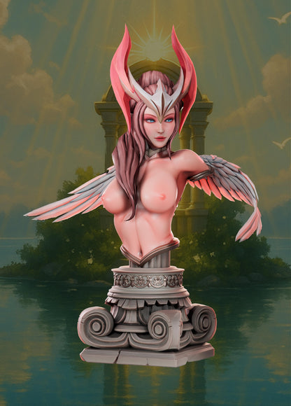 Kaelyn Radiantheart topless bust variant with winged shoulders and divine tiara, celestial Aasimar Fighter collectible.