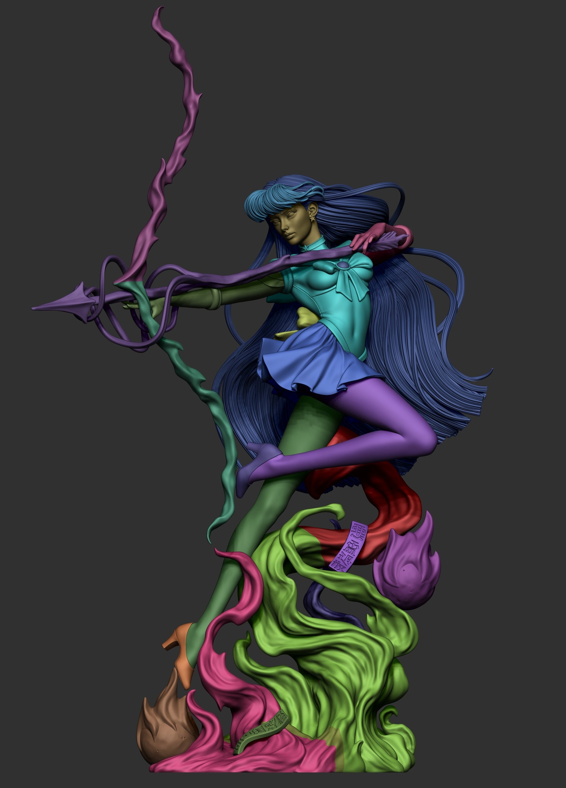 Rei Hino collectible figure unpainted render with segmented parts for hair, limbs, and base.