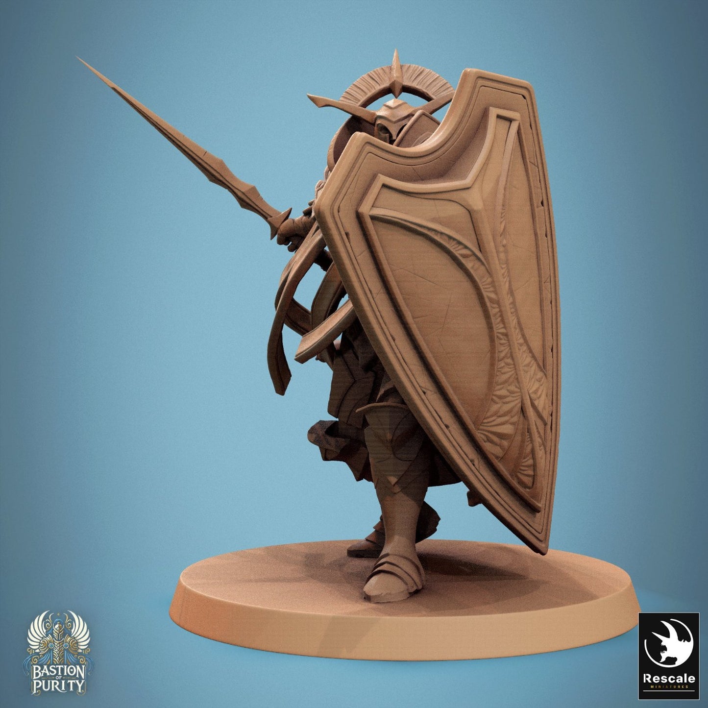 Sentinel of Aetherium in Sword Attack, charging forward with the greatsword raised, ideal for dynamic combat in your next Dungeon World encounter.