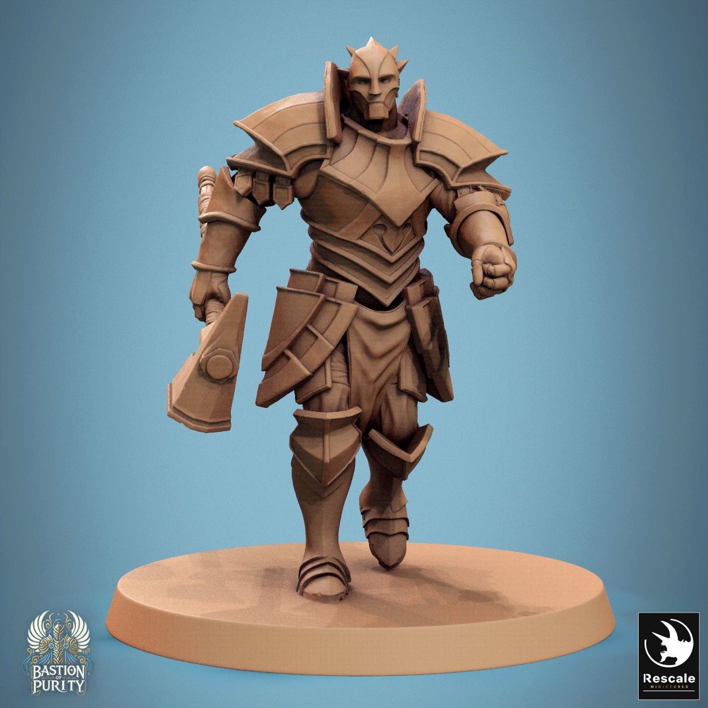 Sentinel Hammer Warrior striding confidently, great hammer over the shoulder, ready to confront foes. Perfect for making a "smashing" first impression in fantasy tabletop campaigns.