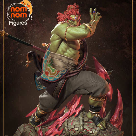 Painted Ganondorf Legend of Zelda 1:10 scale figure standing on dragon head base with sword on his back.