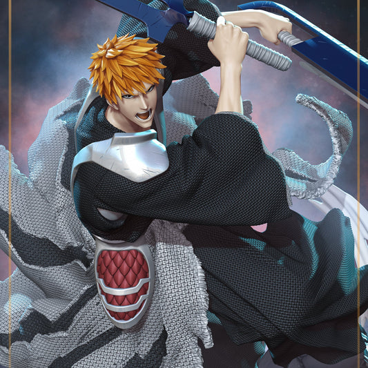 Ichigo Kurosaki Bleach 1:10 scale figure battle pose raised sword flowing cloak