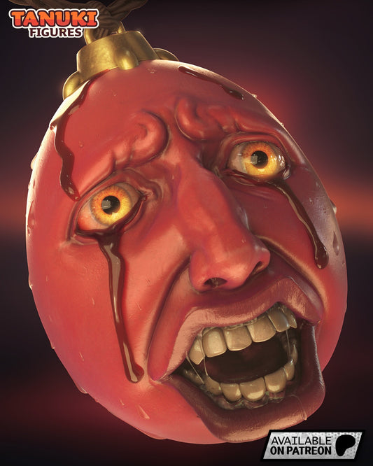 Behelit Berserk collectible figure painted version with grotesque human face crying tears of blood