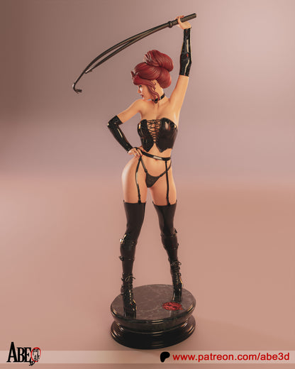 Black Queen Jean Grey 1:4 scale collectible figure shown in multiple angles, featuring corset, thigh-high boots, gloves, whip accessory, and round display base.
