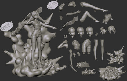 Reze and Bomb Devil Chainsaw Man figure presupported full version with bomb explosion base, sleeveless shirt, shorts, 1:7 scale