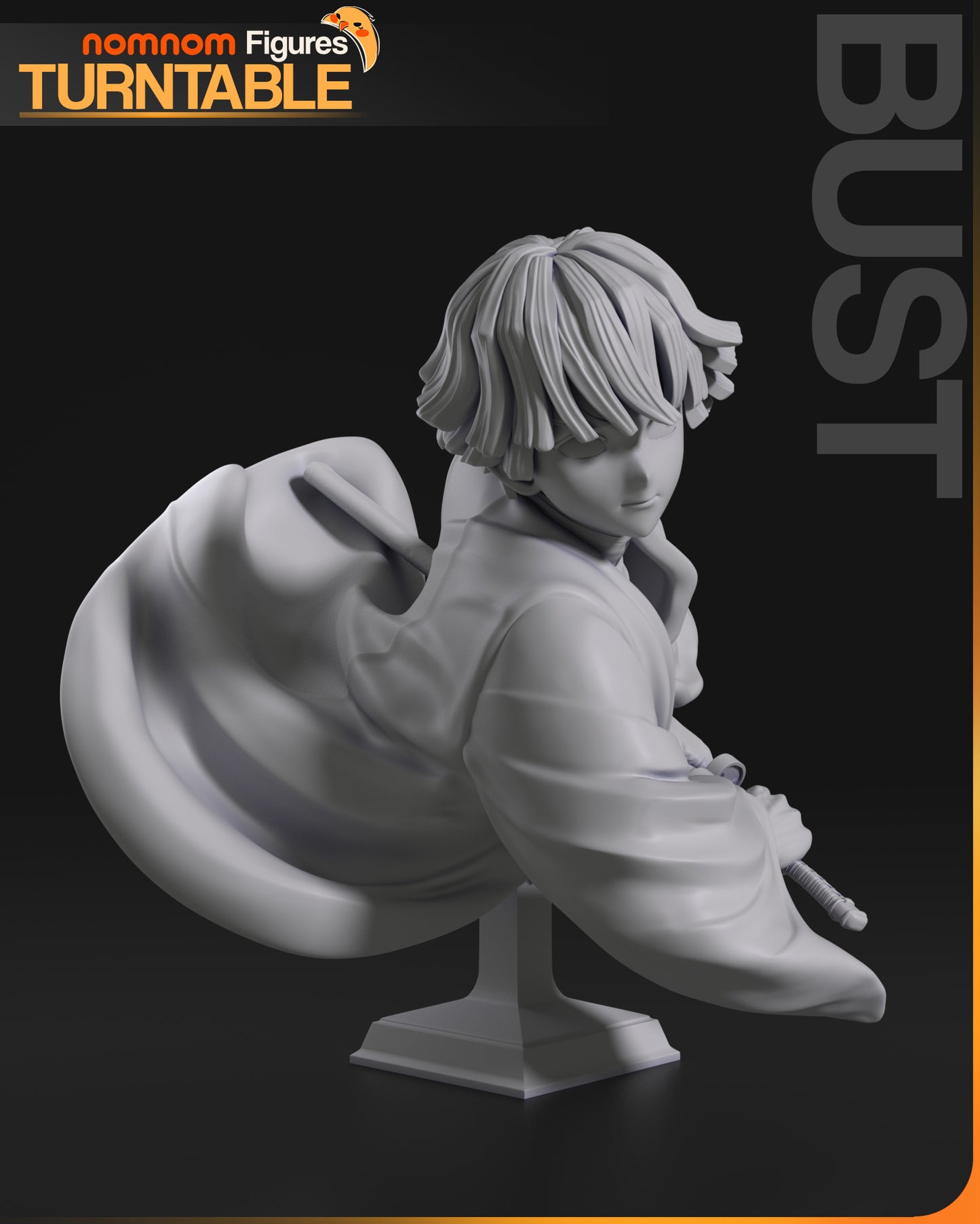 Zenitsu bust featuring a detailed sculpt of his head and upper torso, capturing his focused expression and flowing hair.