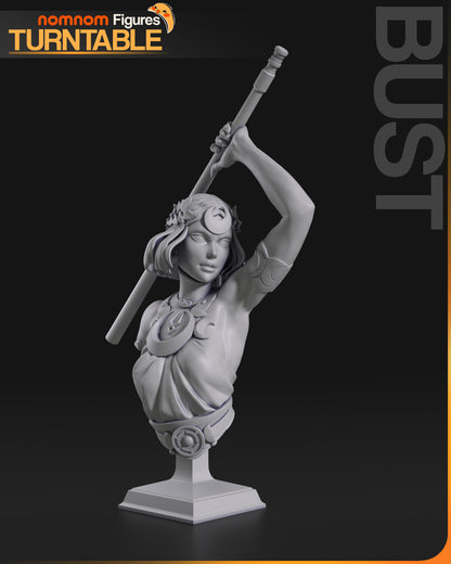 melinoe hades bust 1-10 scale goddess portrait raised arm staff handle detailed chest armor pedestal display