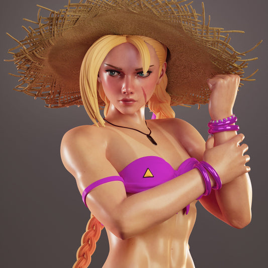 Cammy White Street Fighter 6 1:4 scale figure close-up face straw hat braid details