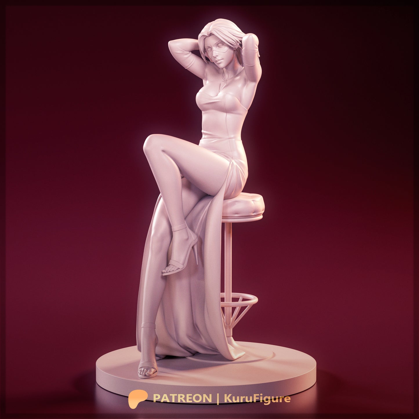 Blonde Blazer Dispatch unpainted prototype figure showing sculpt detail anatomy and fabric folds