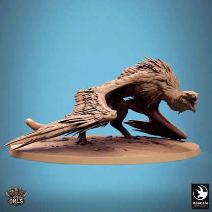 A wild Giant Vulture miniature without a rider, emphasizing the creature's powerful wings and predatory features.