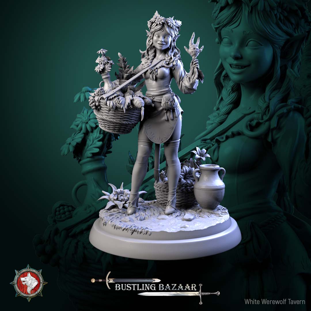 Clover Mossroot woodland herbalist miniature for town market encounters