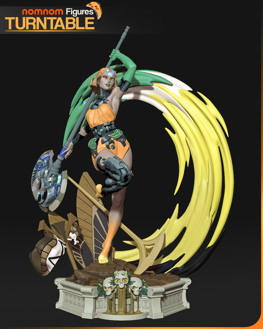 melinoe hades full size statue 1-10 scale dynamic leaping pose energy arc base axe weapon ornate armor detailed goddess collectible figure