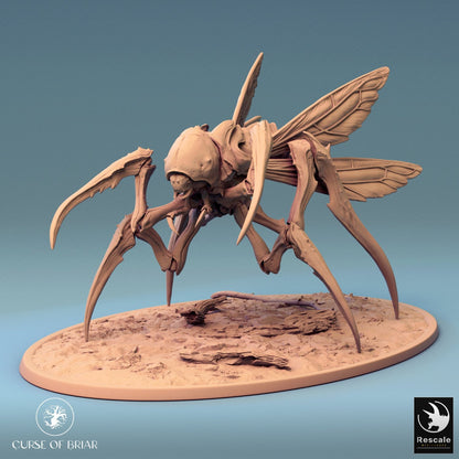 A giant insectoid creature standing on a desolate terrain. Perfect for adding that extra "Oh no, it flies too?" moment in dark fantasy tabletop games like Dungeons & Dragons.