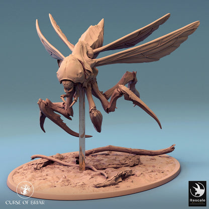 A colossal insectoid creature from the Curse of Briar, with towering wings and threatening mandibles, perfect for dark fantasy TTRPGs.