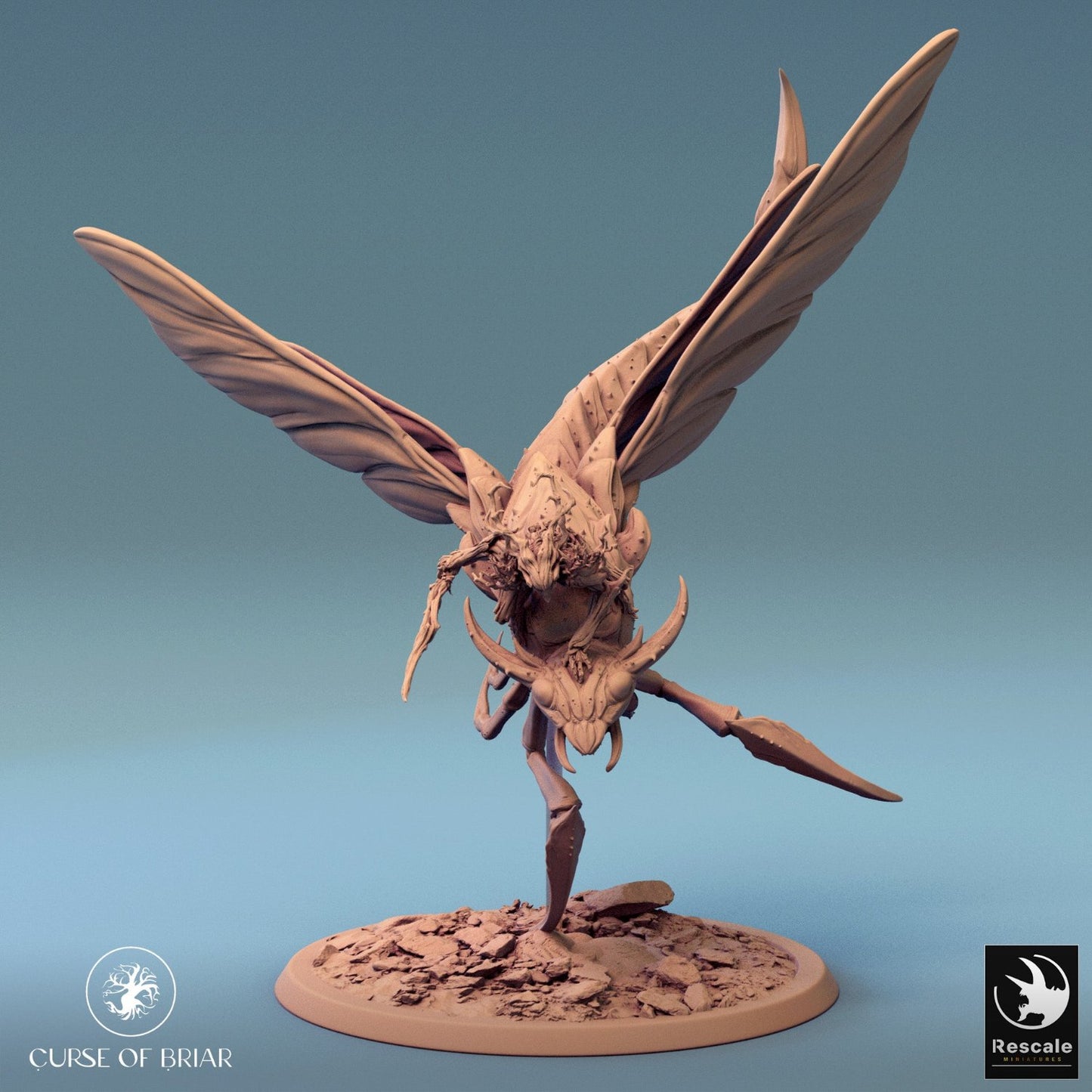 The Sky Cutter in full flight mode with wings spread, its rider perched atop, ready for aerial combat—sure to give any adventuring party a reason to duck.