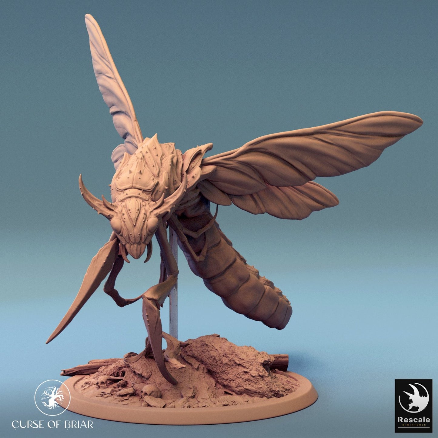 A menacing insectoid creature posed for action, standing ready for the next move, perfect for adding unsettling encounters to dark fantasy TTRPGs.