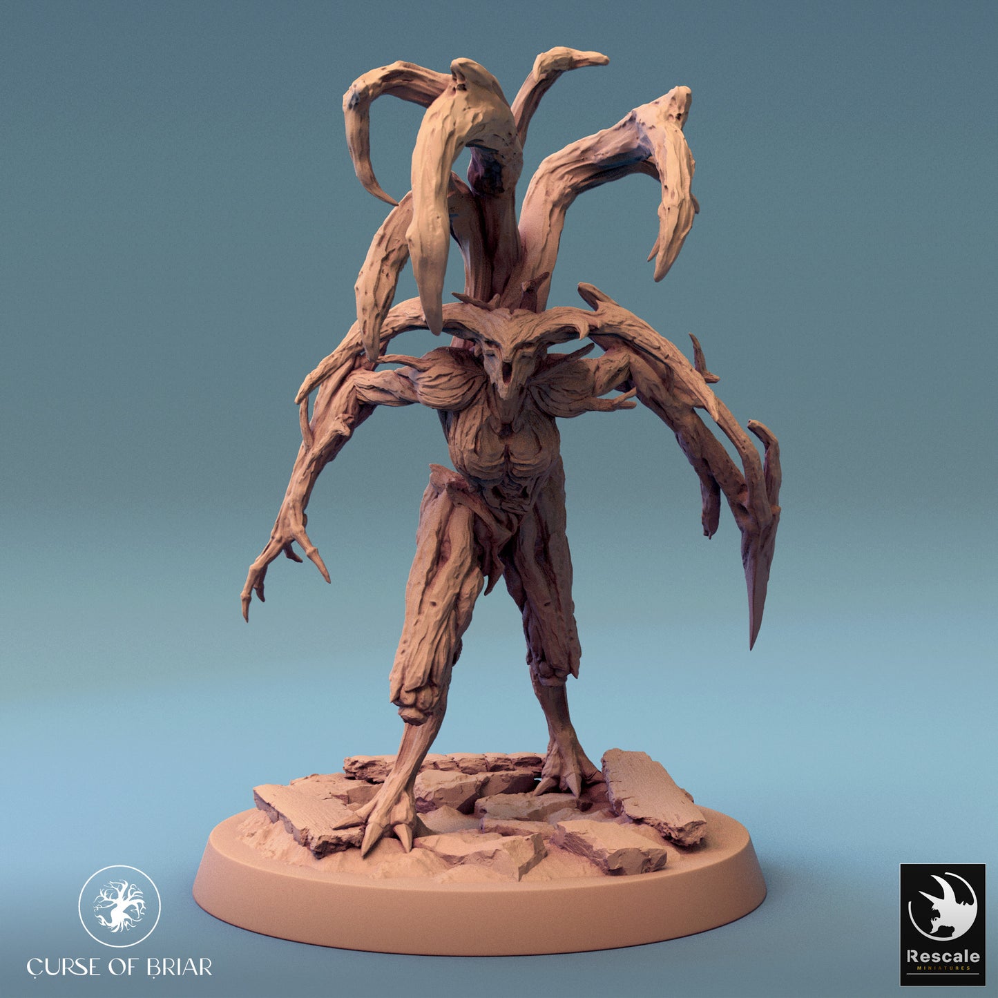 Wood Fey intermediate figure in a stealthy forward stance, branchy arm reaching out dramatically as if ready to swipe at intruders or pose for a nature-inspired action movie.