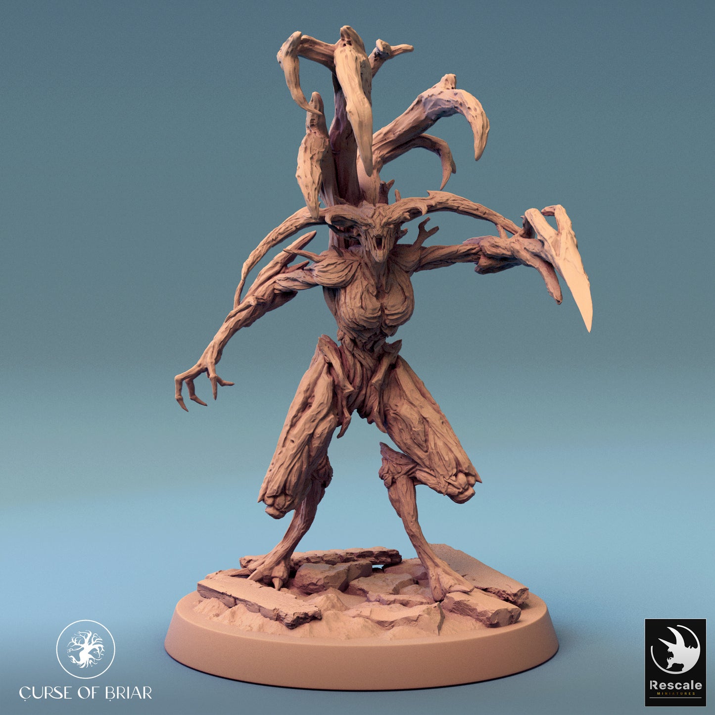 Wood Fey intermediate form with jagged branches for arms, standing poised like a tree about to file a complaint—ready for an encounter in your tabletop RPG forest.