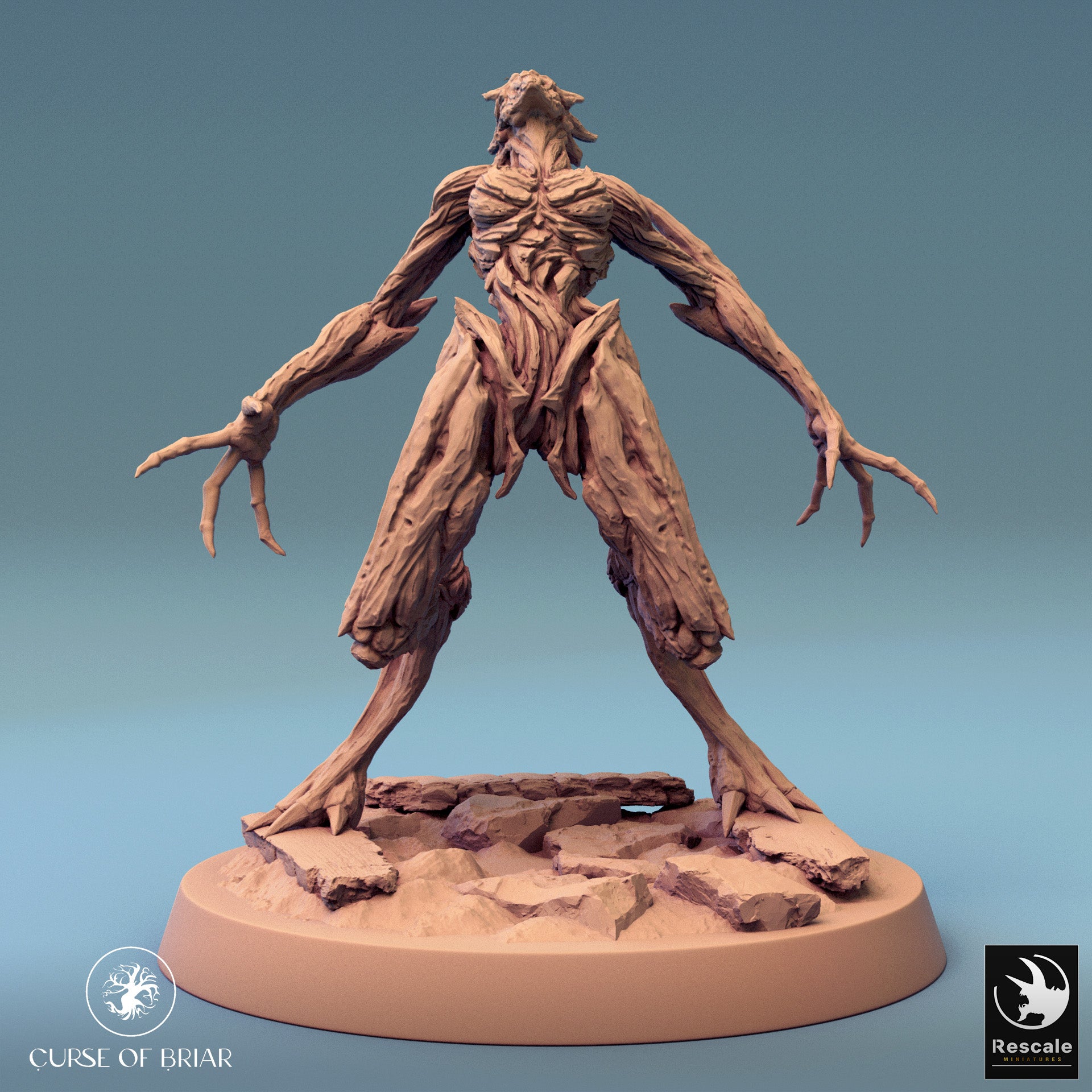 Snarling Wood Fey figure mid-warcry, its limbs twisted with primal rage.