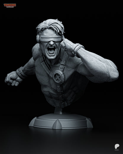 Cyclops Marvel Comics bust collectible with dynamic screaming pose and X-Men uniform details